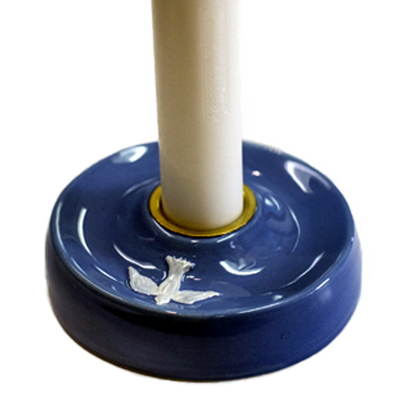 Dopljusstake - Keramik - Blå - Till rakt ljus