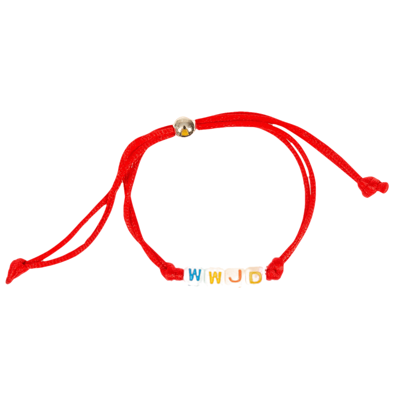 Armband med tärningsbokstäver - WWJD - Röd