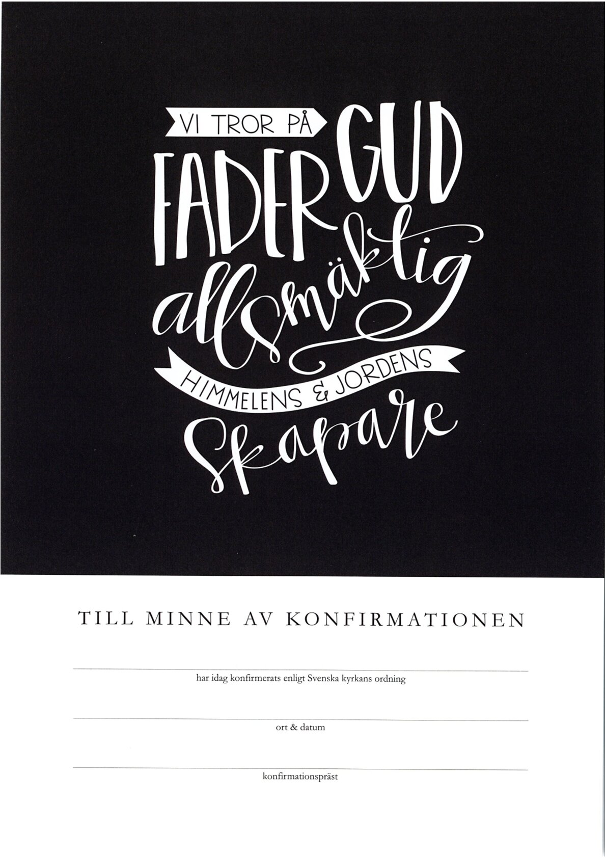 Konfirmationsminne - Vi tror på Fader Gud - Svenska kyrkan