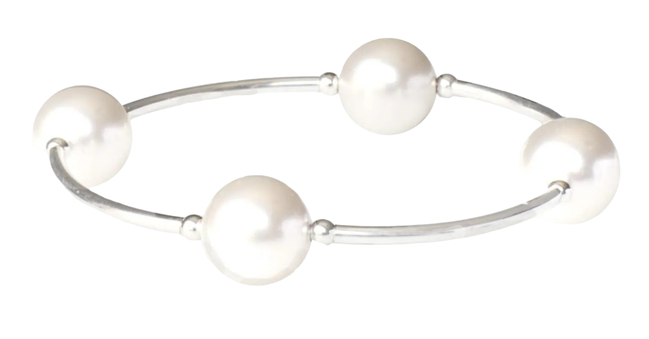 Välsignelsearmband - Vita pärlor - 12 mm