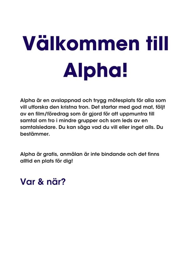 Alpha - Inbjudan - Var nyfiken - Testa Alpha (föredrag) - 50-pack