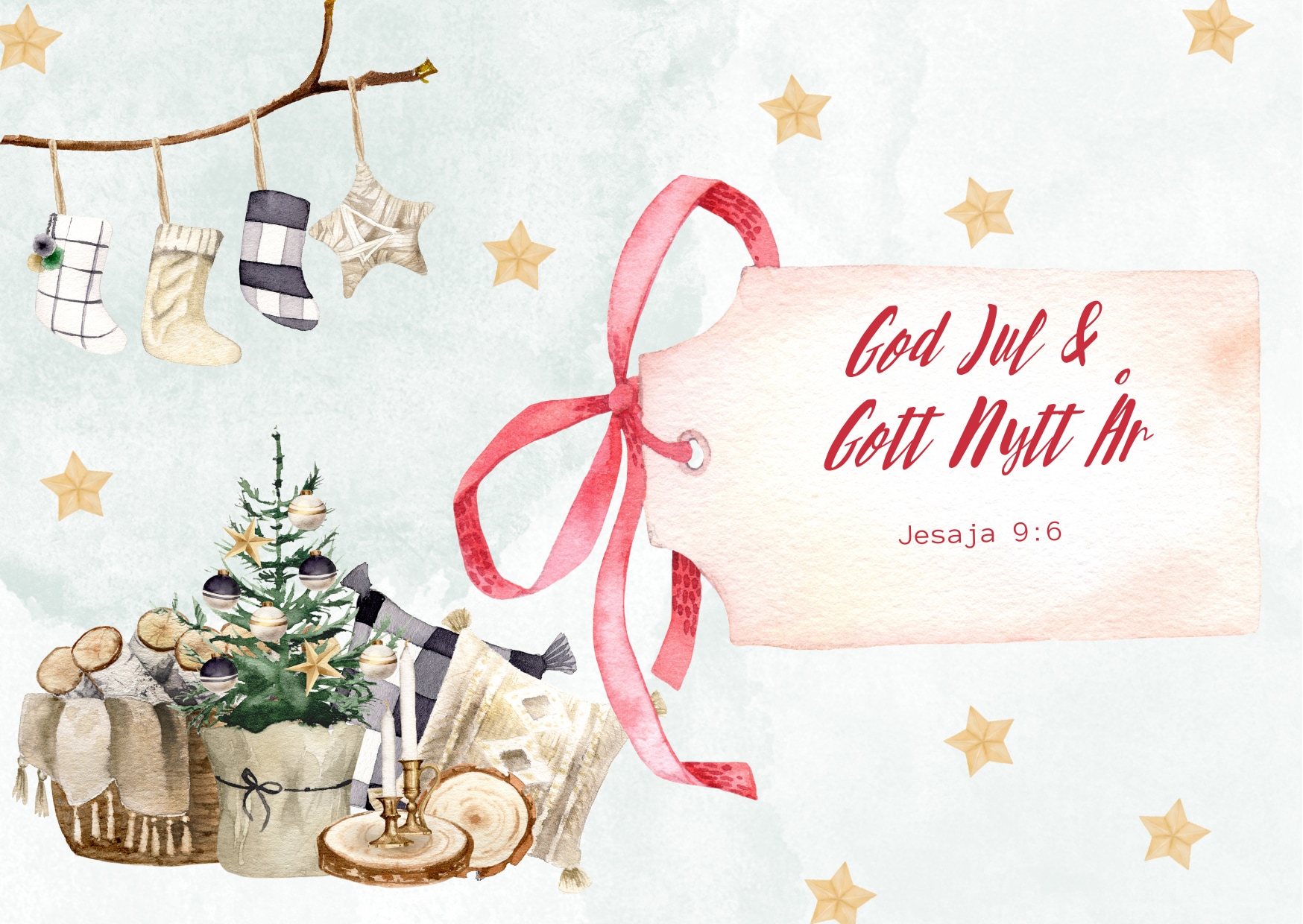 Julkort - God jul & Gott nytt år - Jes 9:6